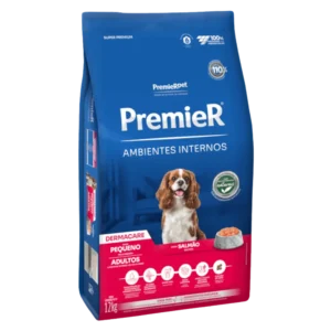 Ração Premier Ambientes Internos para Cães Adultos de Raças Pequenas Dermacare Sabor Salmão - 12 Kg